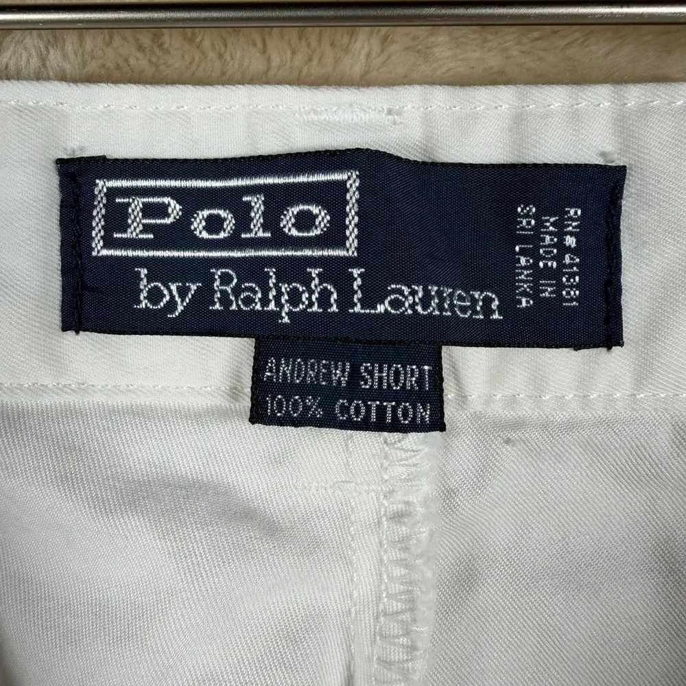 Polo Ralph Lauren Men's Andrew Pleated Shorts White Size 40 Cotton Classic Fit - Picture 4 of 11